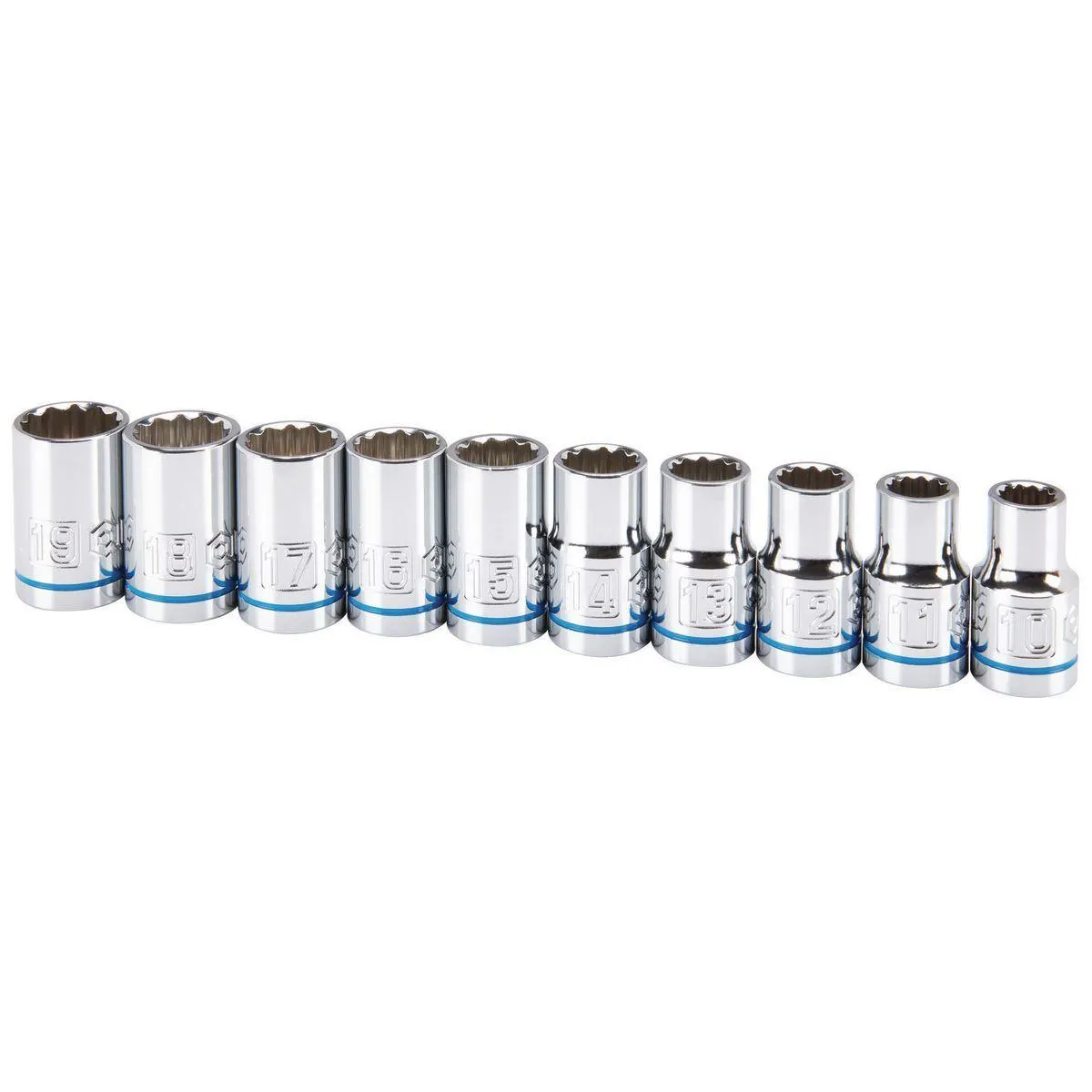 QUINN 1/2 in. Drive Metric Chrome Socket Set, 10-Piece