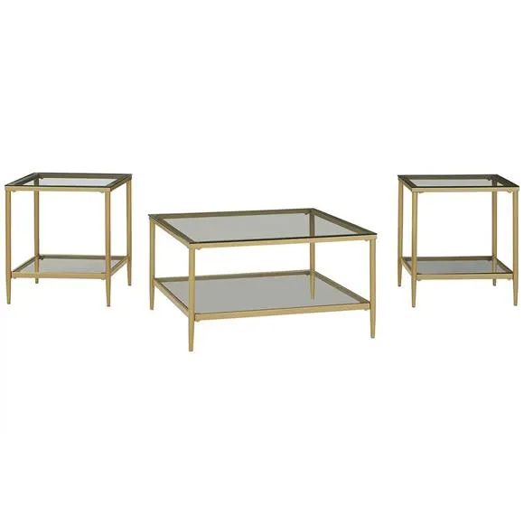 - Zerika Gold Finish Cocktail Table Set