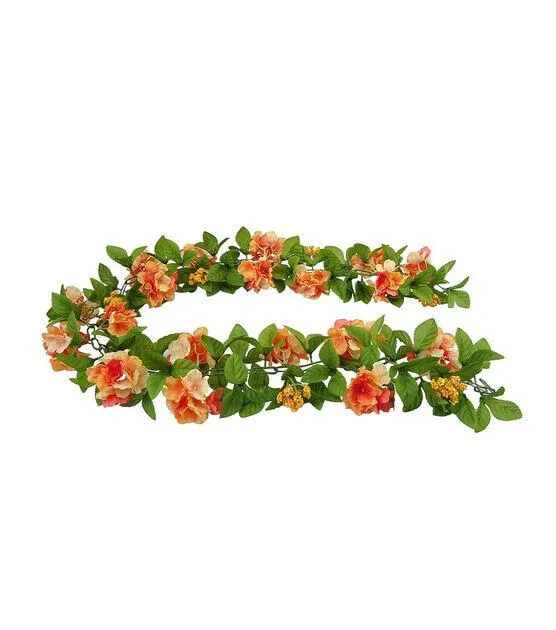 72" Spring Orange Hydrangea & Berry Garland by Bloom Room