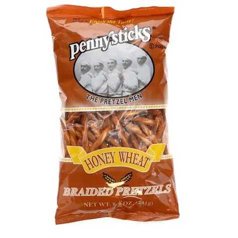 Pennysticks Brand Honey Wheat Braided Pretzels, 9.5-oz. Bags