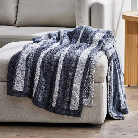 Better Homes & Gardens Soft Cozy Knit Oversize Couch Throw Blanket, Charcoal Stripe