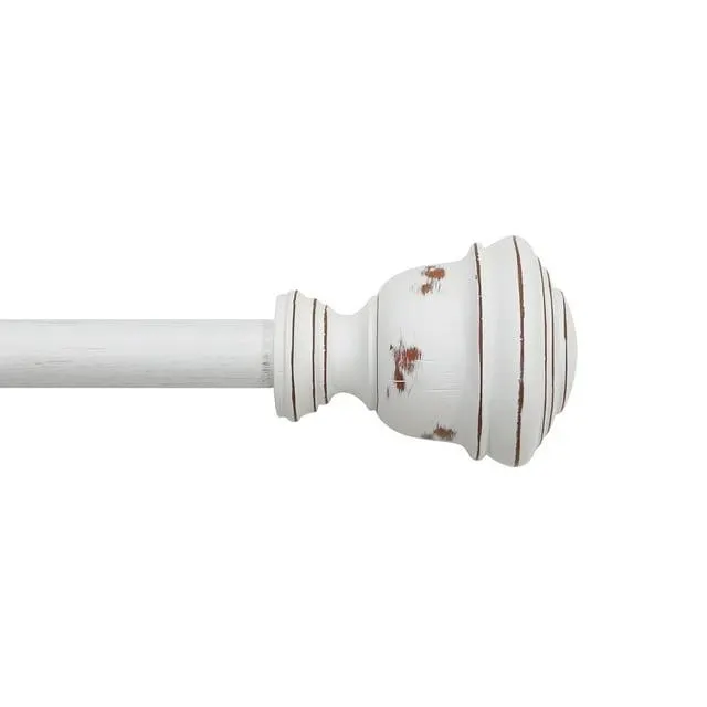 Mainstays 3/4" Faux Wood Urn Single Curtain Rod Set 30-84 in, White
