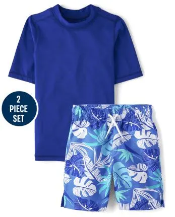 Boys Tropical Rashguard Swimsuit - multi clr