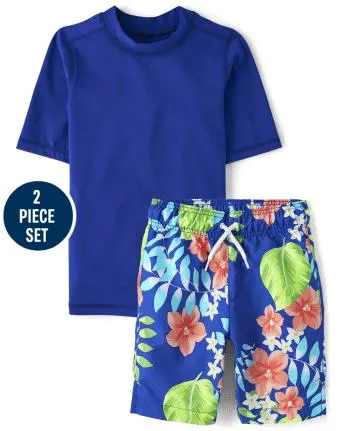 Boys Tropical Rashguard Swimsuit - multi clr