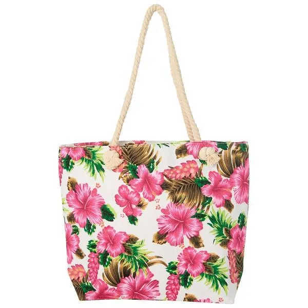 Renshun Tropical Floral Canvas Tote