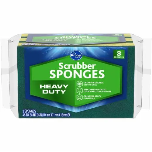 Kroger® Heavy Duty Scrubber Sponges - 3 Pack - Green/Yellow