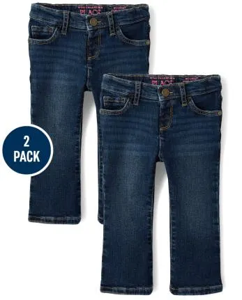 Baby And Toddler Girls Bootcut Jeans 2-Pack - denali wash