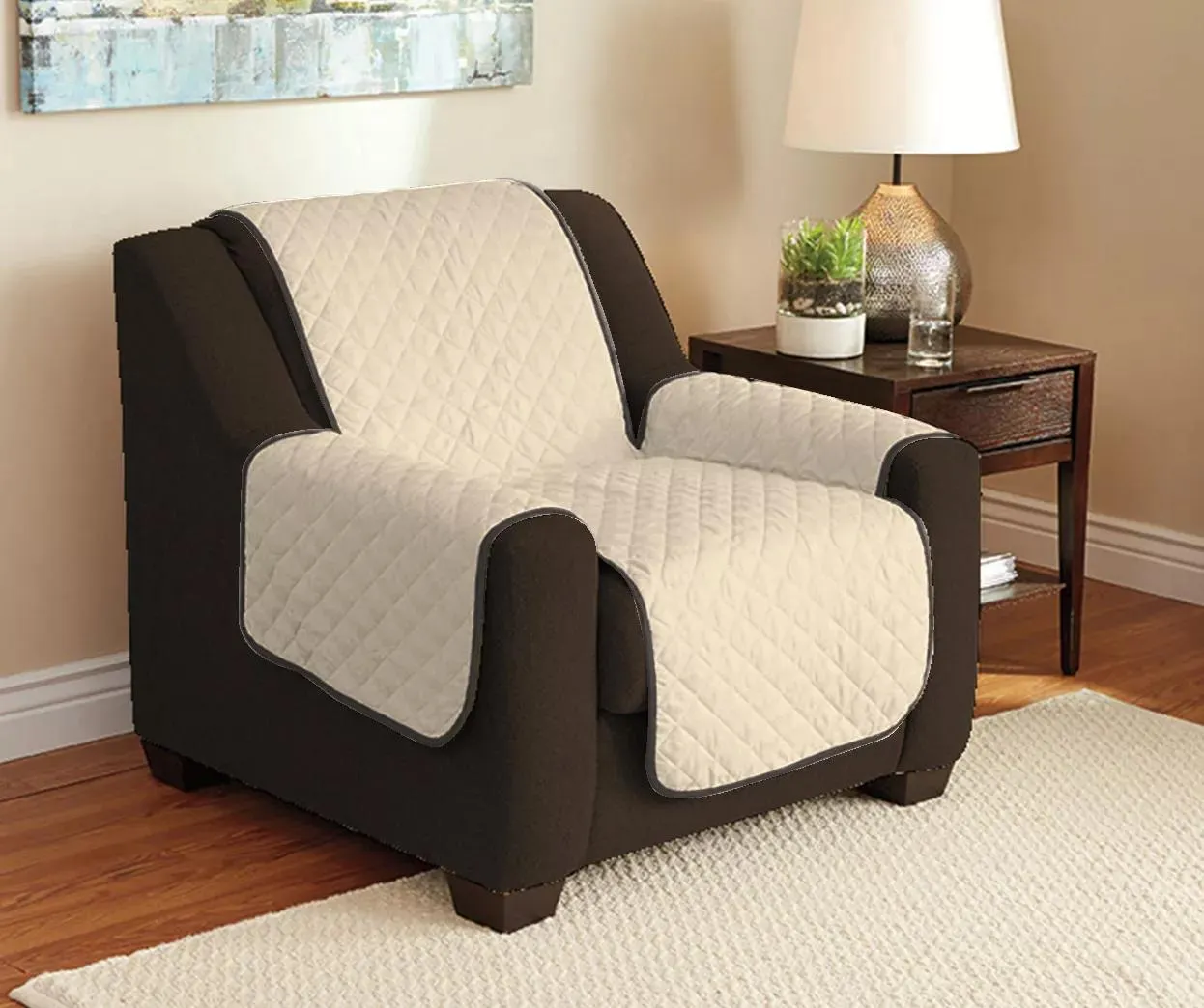Chocolate & Taupe Reversible Chair & Recliner Furniture Protector