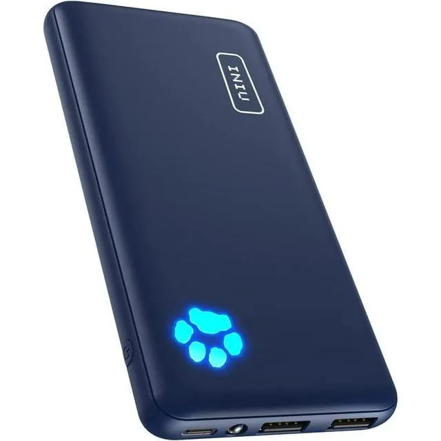 INIU 10000mAh Power Bank, Slimmest 15W Portable Charger,USB C in&Out High-Speed Charging Battery Pack, Compatible with iPhone & Samsung,Blue
