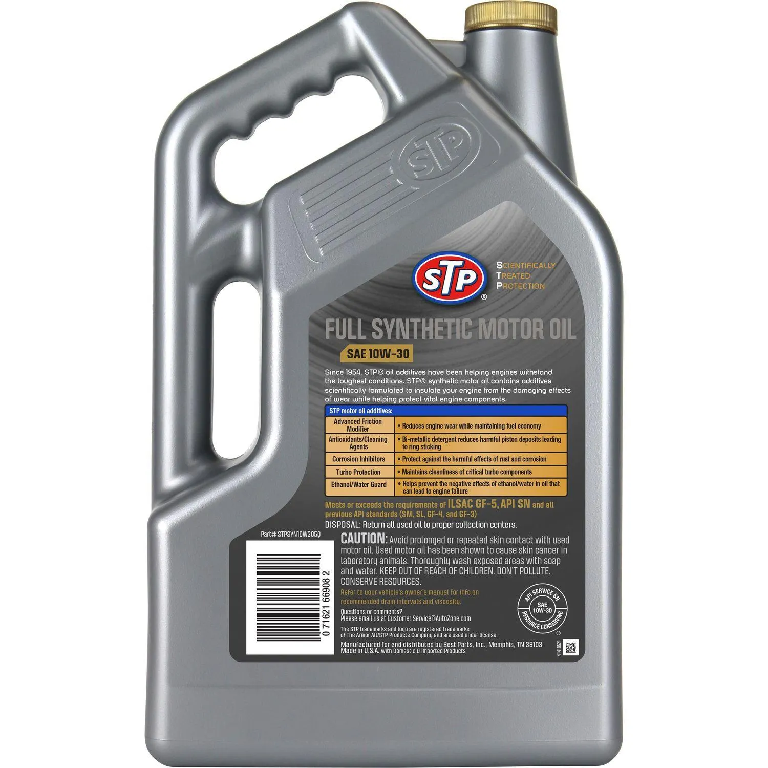STP Full Synthetic Engine Oil 10W-30 5 Quart