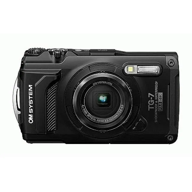 Olympus OM SYSTEM Tough TG-7 Digital Camera (Black), Black
