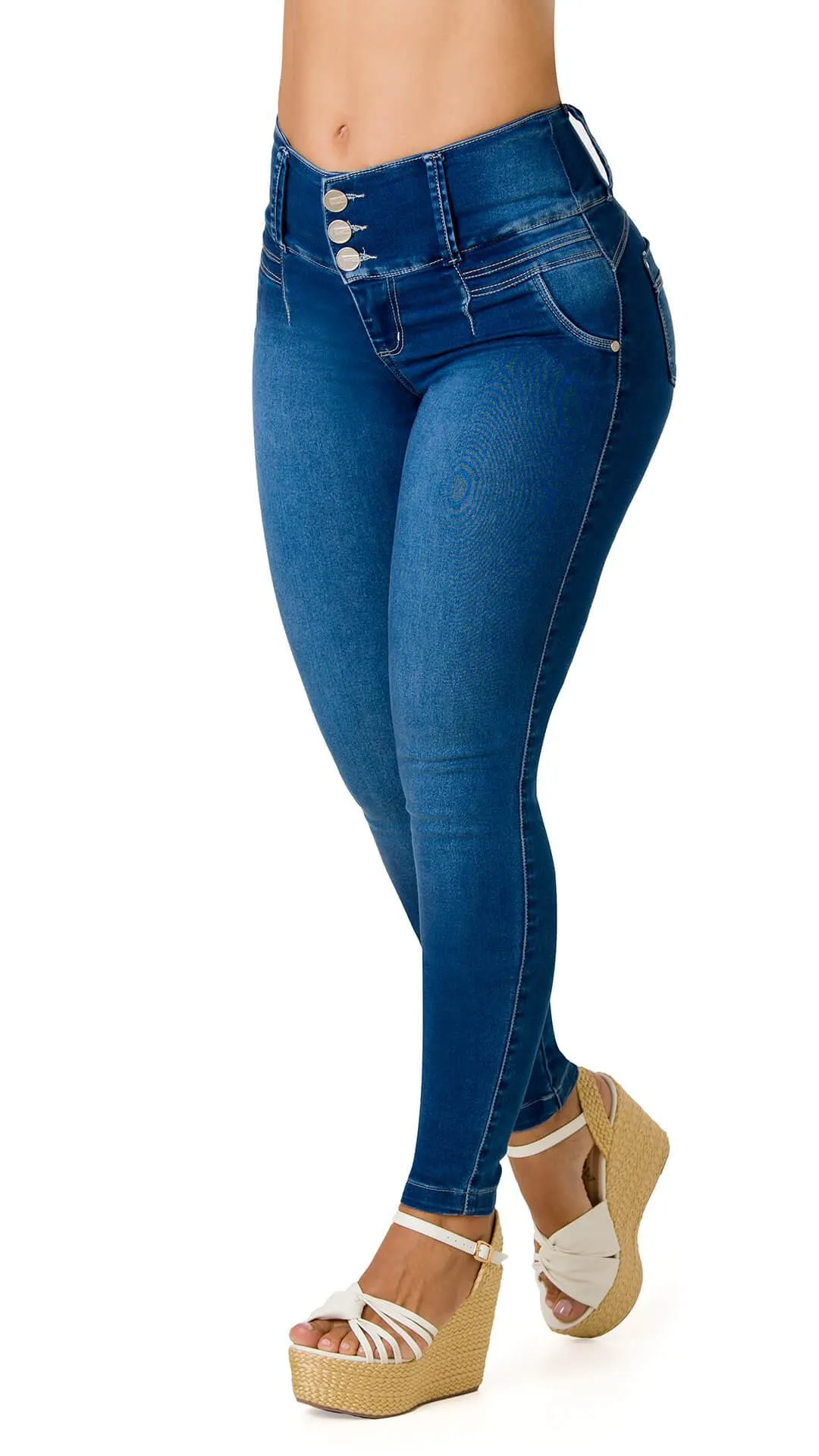 Jeans Levantacola Tiro Alto Con Desgaste 21282PAP-B