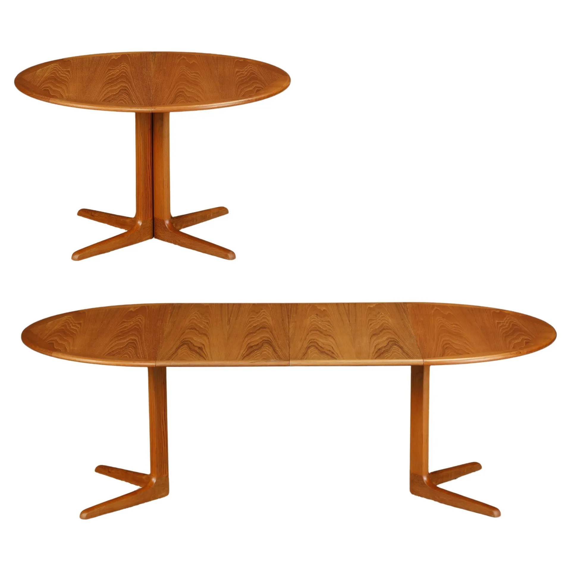 Mesa de comedor extensible moderna danesa con dos hojas, c 1970, repintada, firmada
