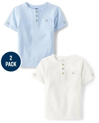 Boys Roll Cuff Henley Top 2-Pack - Prairie Fields - multi clr