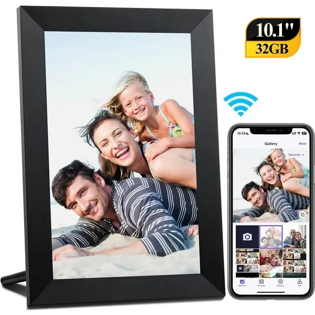 Posrue WiFi Digital Picture Frame, 10.1 inch IPS Touch Screen Smart Cloud Photo Android Uhale with 32GB Storage, Easy Setup to Share Photos or Videos via Free Uhale APP, Auto-Rotate, Wall Mountable