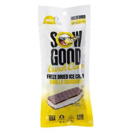 Sow Good Crunch Cream Freeze Dried Ice Cream Vanilla Sandwich 1oz