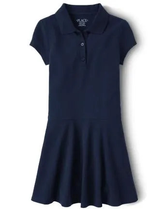 Vestido tipo polo de piqué de uniforme para niñas - tidal