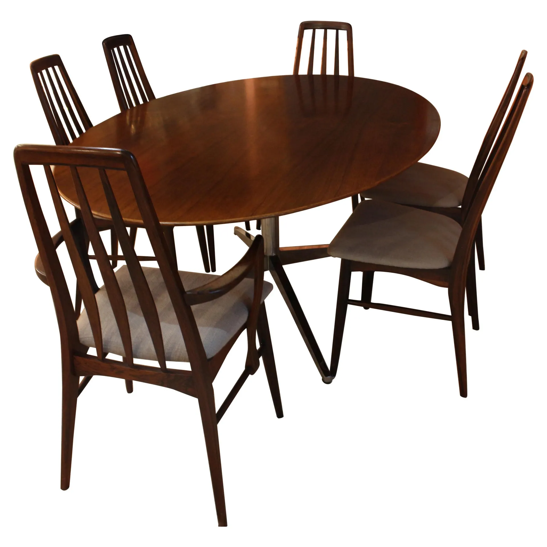 Mesa de comedor ovalada Florence Knoll de los años 60 fabricada por Knoll