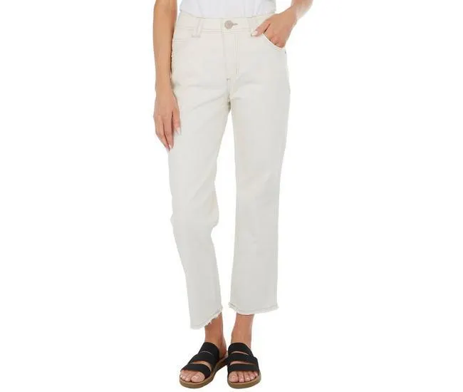 Womens 27 in. Ab-Tech Straight Leg Frayed Ankle Jeans