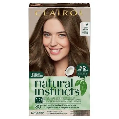 Clairol Natural Instincts Non-Permanent Hair Color, Light Brown Shade 6