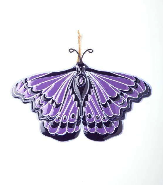 12" x 8" Halloween Purple Iron Moth by Place & Time