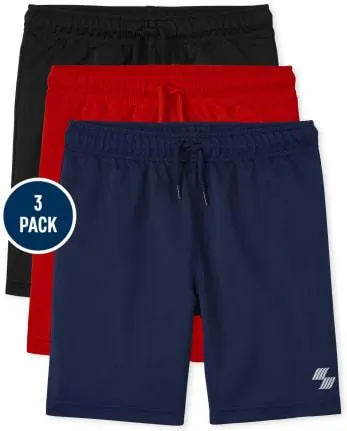 Shorts de baloncesto para niños, paquete de 3 - black/red/navy