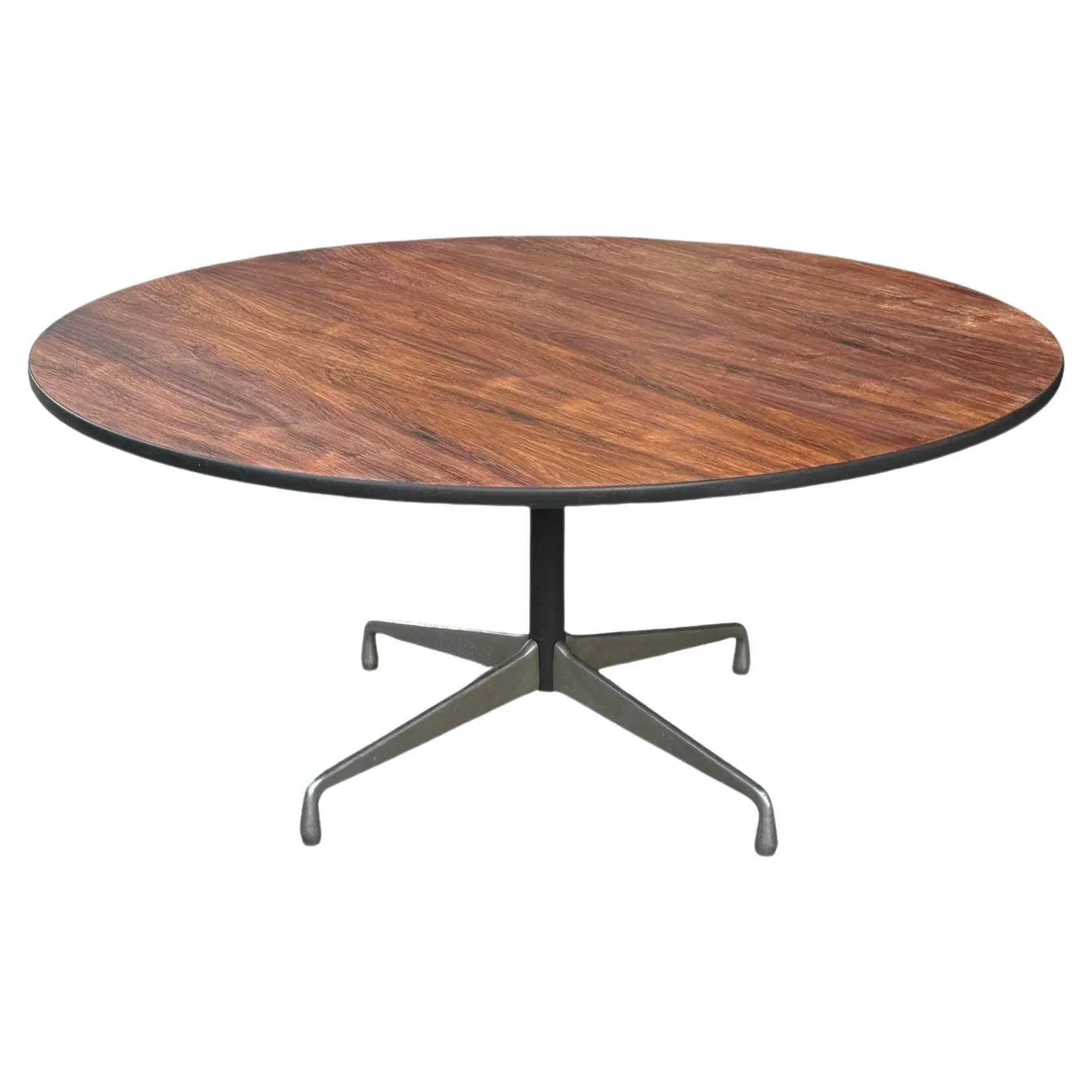 Rara mesa de comedor Eames circular grande de palisandro brasileño de Herman Miller
