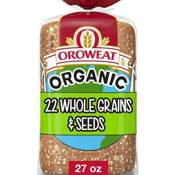 Oroweat Organic 22 Whole Grains & Seeds Bread, 27 oz, Multigrain Bread, Bag