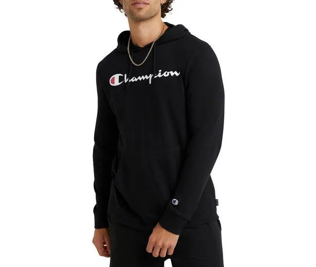 Mens Script Logo Fleece Long Sleeve Hoodie