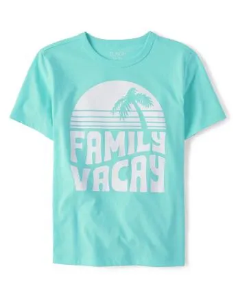 Unisex Kids Matching Family Vacay Graphic Tee - blue radiance