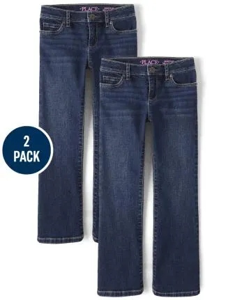 Girls Bootcut Jeans 2-Pack - denali wash