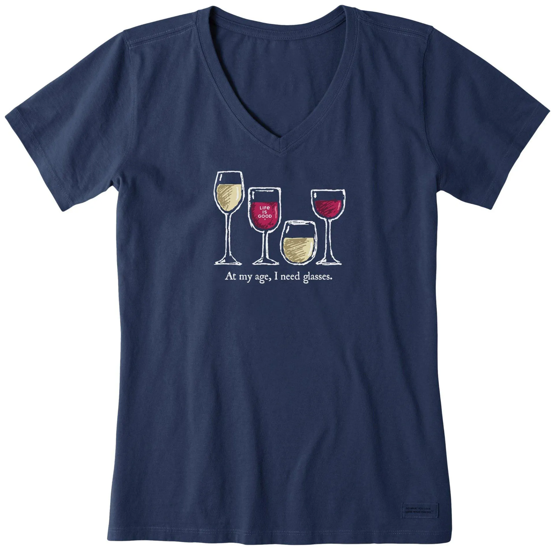 Life Is Good Womens Glasses V Neck Short Sleeve Tee
