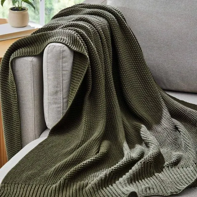 Better Homes and Gardens, Chunky Knit Deep Green Throw, Cotton-Blend, 50"x60", 2.3 LB, All Ages