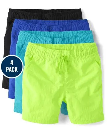 Boys Quick Dry Pull On Pool To Play Shorts 4-Pack - multi clr