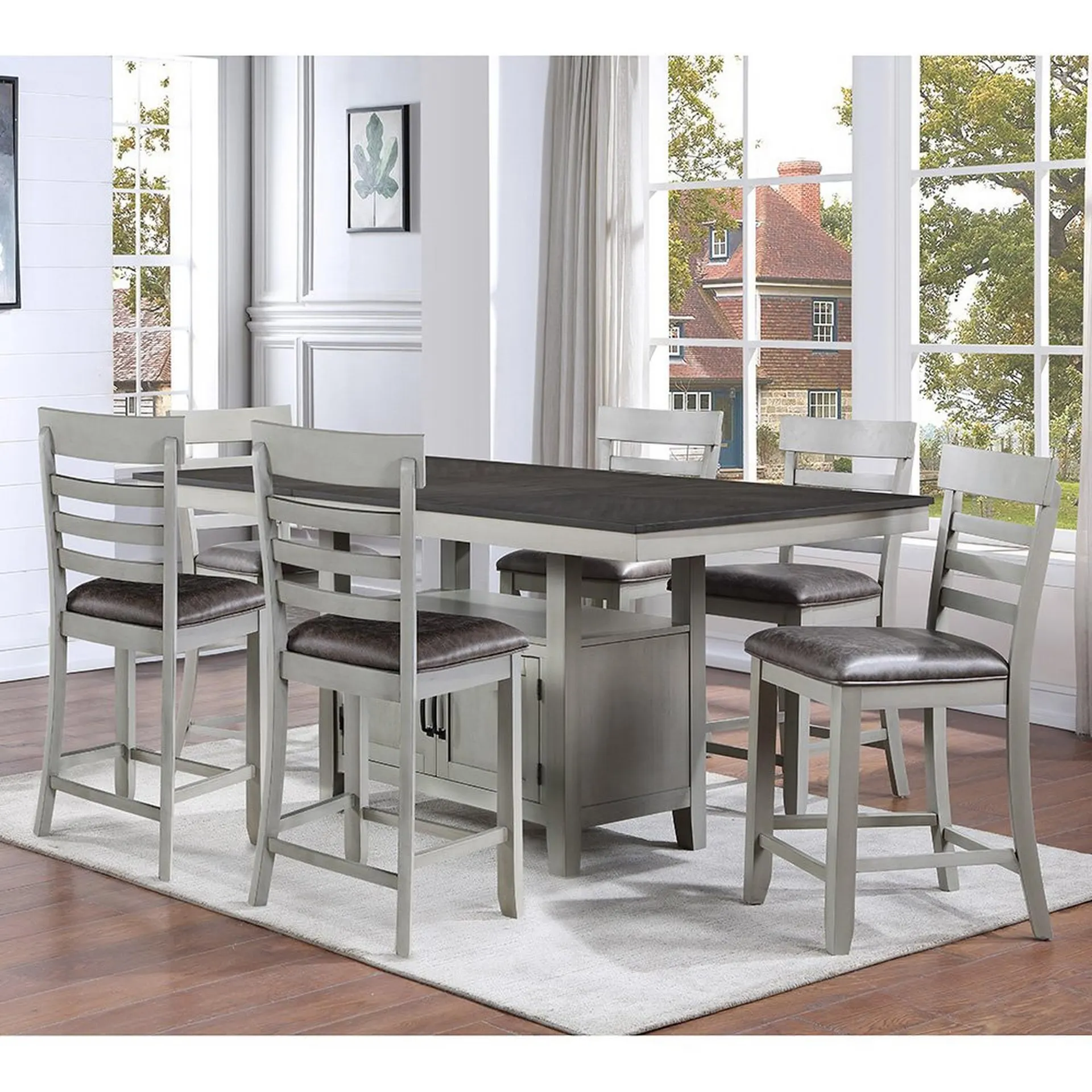 Hyland 7 - Juego de comedor con altura de mostrador - Gris