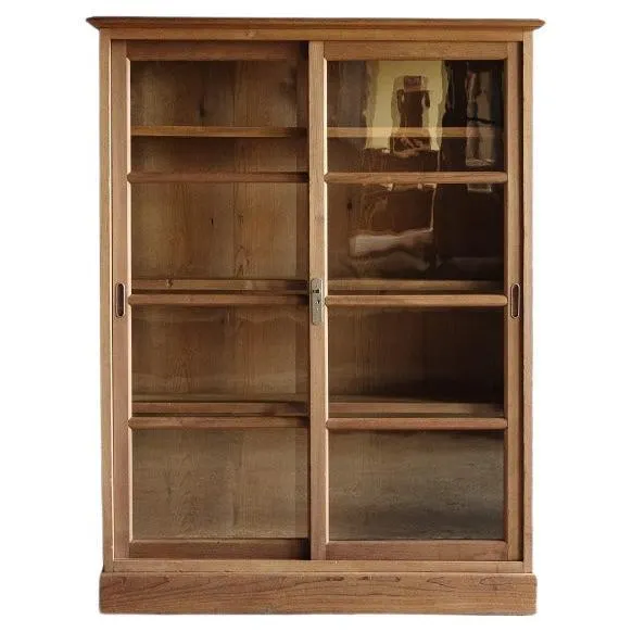 Armario Japonés Antiguo con Puerta Corredera de Cristal, Periodo Showa Temprano '1926-'