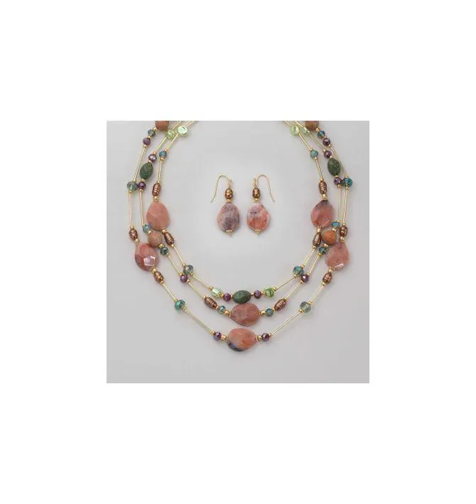 Autumn Aura Layered Necklace and Earring Set