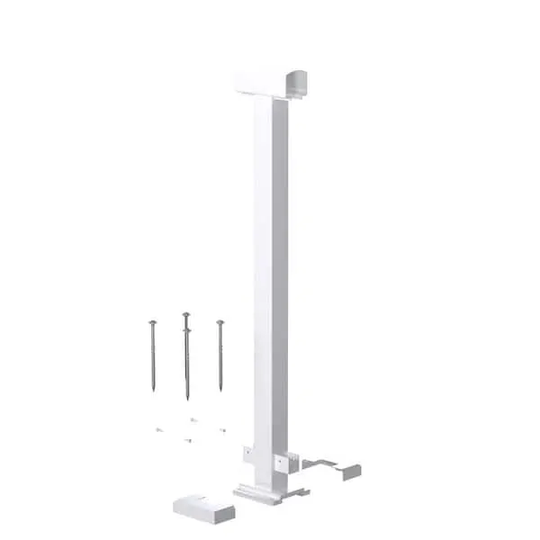 36 in. H x 4 in. W White Aluminum Deck Railing Mid Post Kit