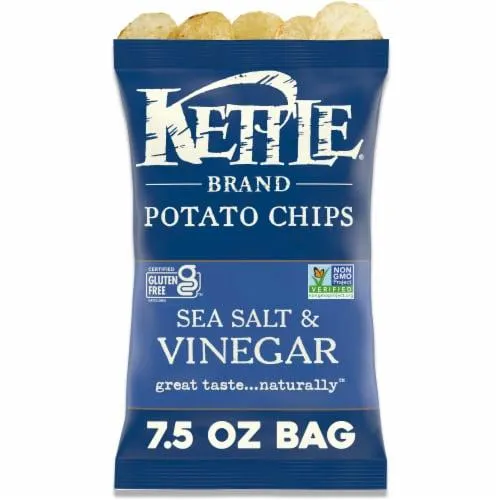 Kettle Brand Sea Salt And Vinegar Kettle Potato Chips Gluten-Free Non-Gmo