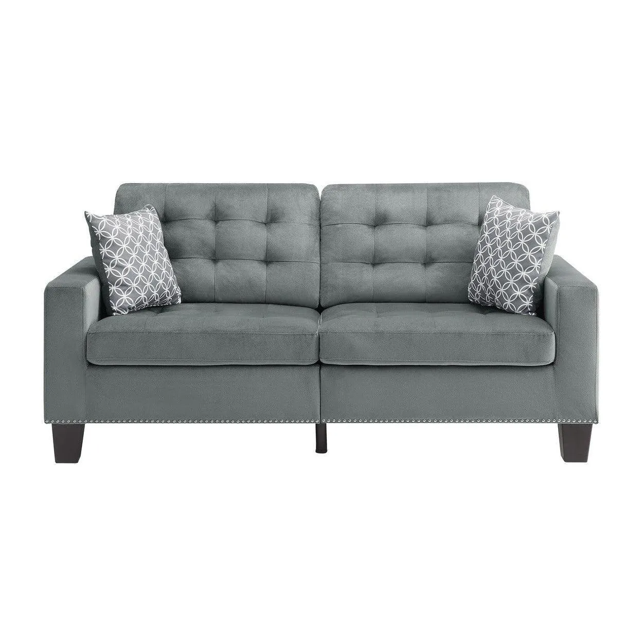 Sofá, 2 Cojines, Gris 100% Poliéster