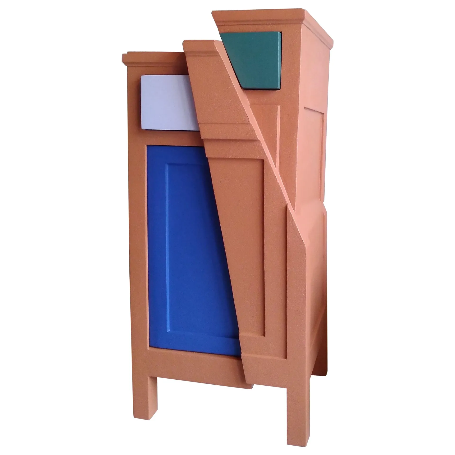 Siglo XXI Armario-Escultura Contemporánea Colores Azul-Verde-Rojo en Madera-Resina
