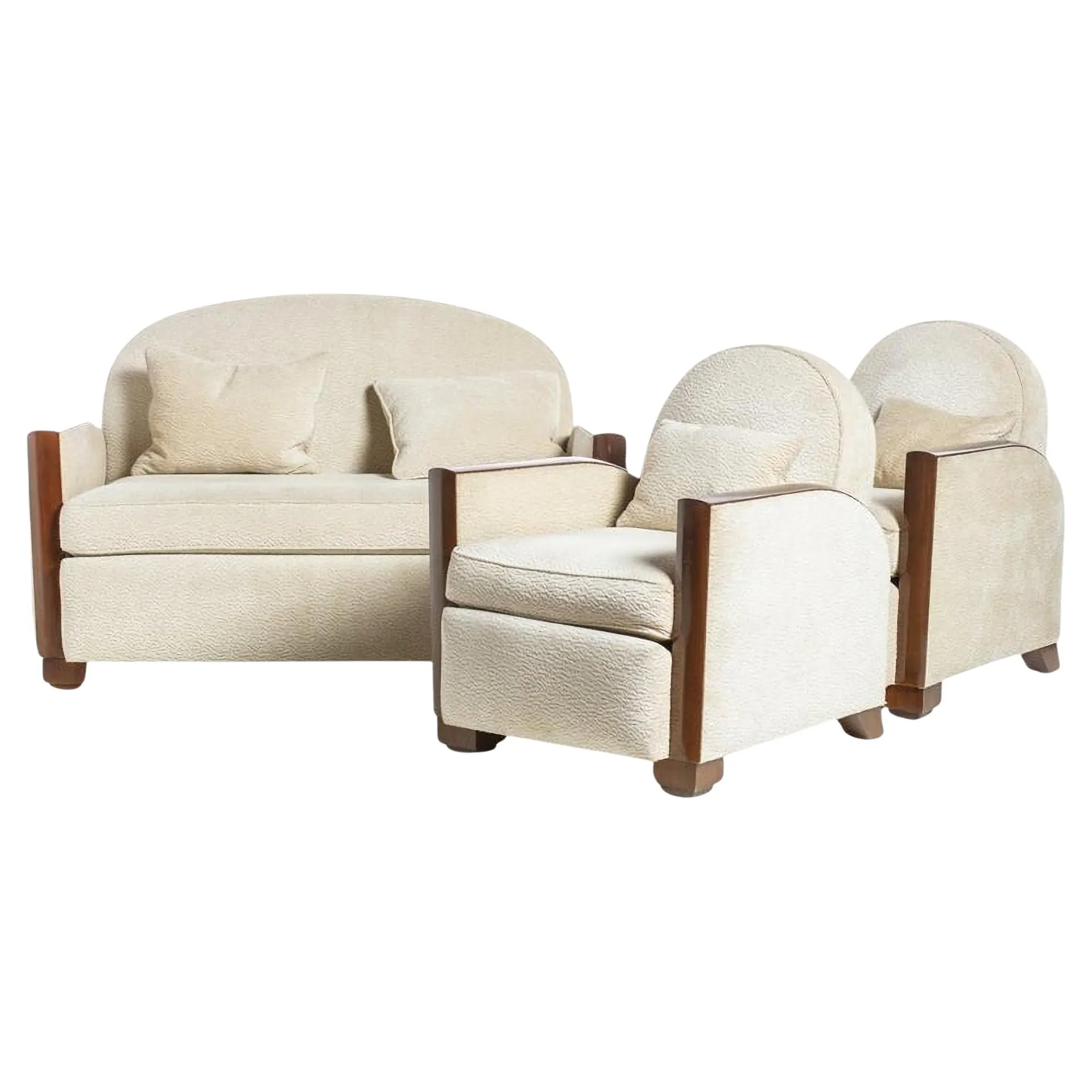 Art Deco Sofa Set, French, 20th Century