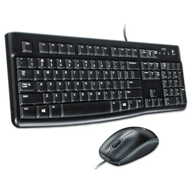 Logitech MK120 Wired Desktop Set, Keyboard/Mouse, USB, Black