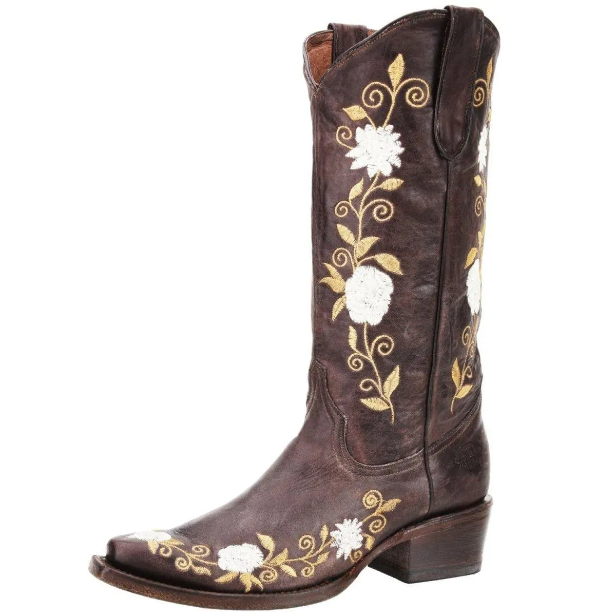 Botas de Cuero Original Horma Punta Recortada para Mujer Color Cafe WD-471