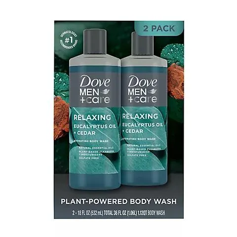 Dove Men+Care Relaxing Body Wash Eucalyptus and Cedar Oil, 2 pk./18 oz.