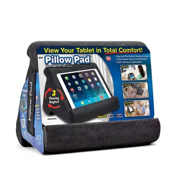 Pillow Pad As Seen on TV Charcoal Gray Multi Angle Soft Tablet Stand