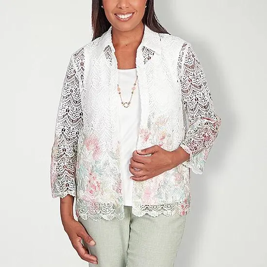 Alfred Dunner Womens 3/4 Sleeve Blouse