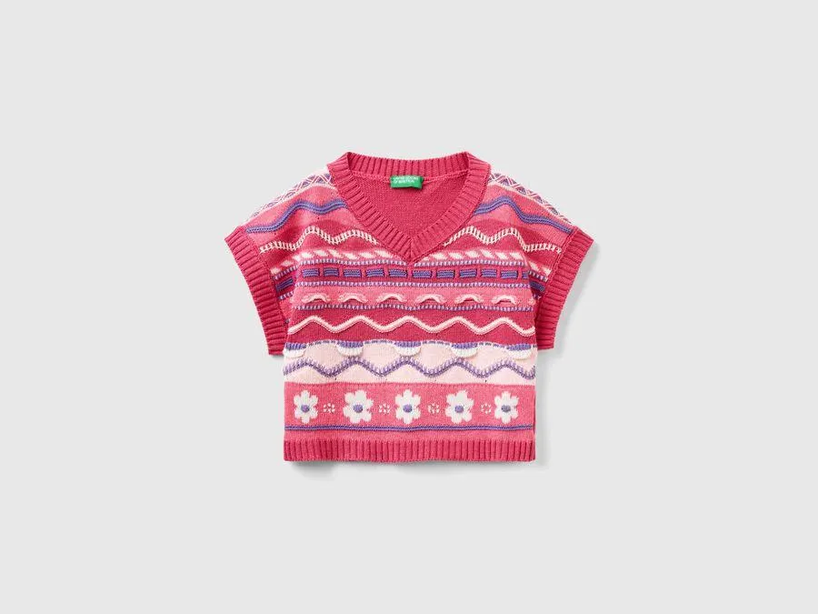 Chaleco de jacquard de algodón mixto reciclado