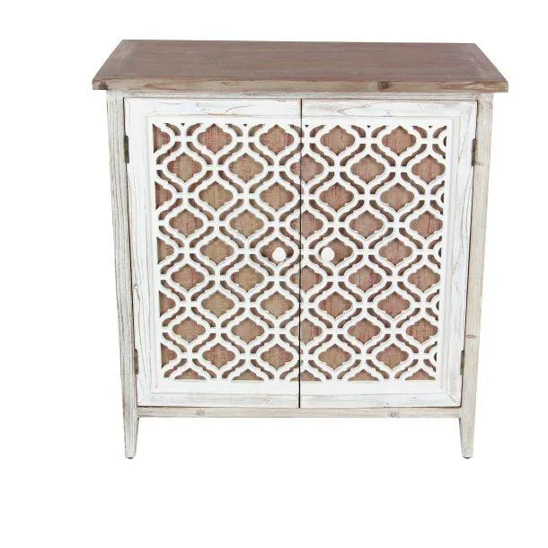 Rustic 31" Wood Geometric Cabinet with 2 Door by Marisol + Daisy - Brown