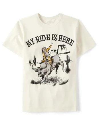 Boys Bull Graphic Tee - halo white